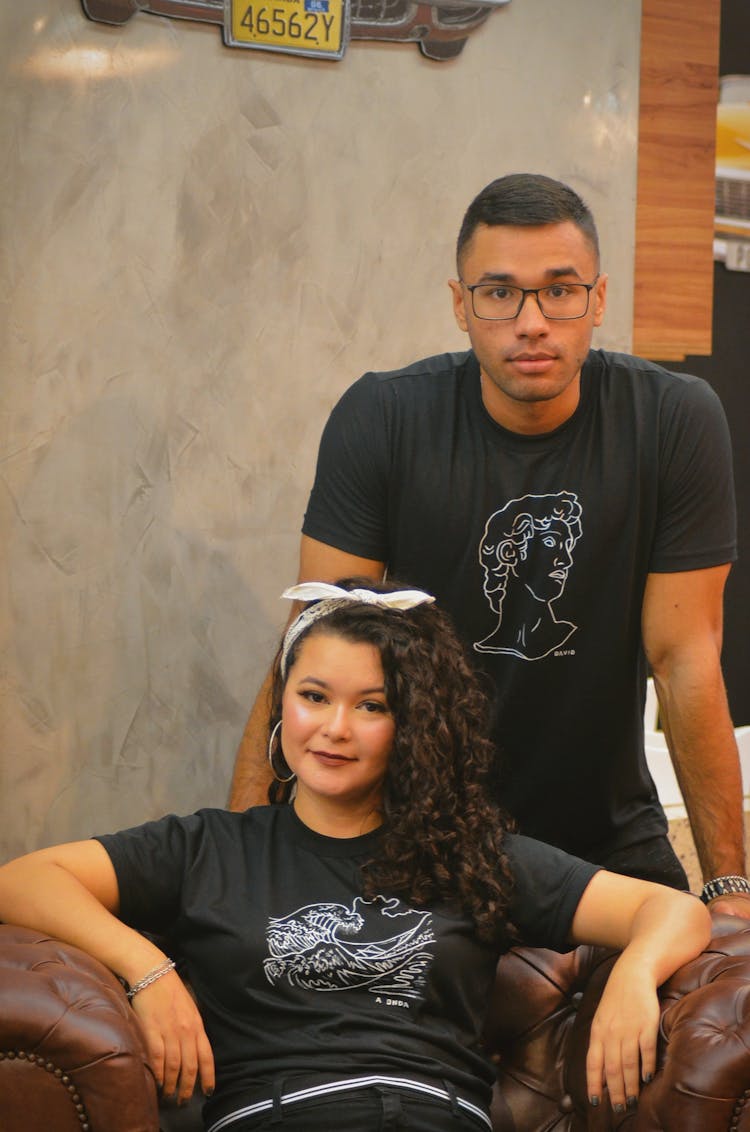 Woman And Man In T-shirts