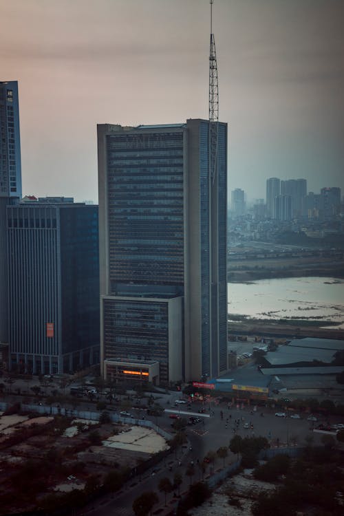 Skyscraper in a City at Sunset