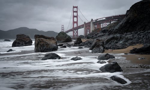 Free stock photo of beach, foggy, golden gate bridge