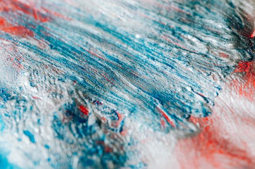 Blue, Red and Silver Paint Brushstrokes