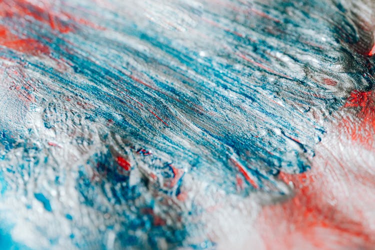 Blue, Red And Silver Paint Brushstrokes