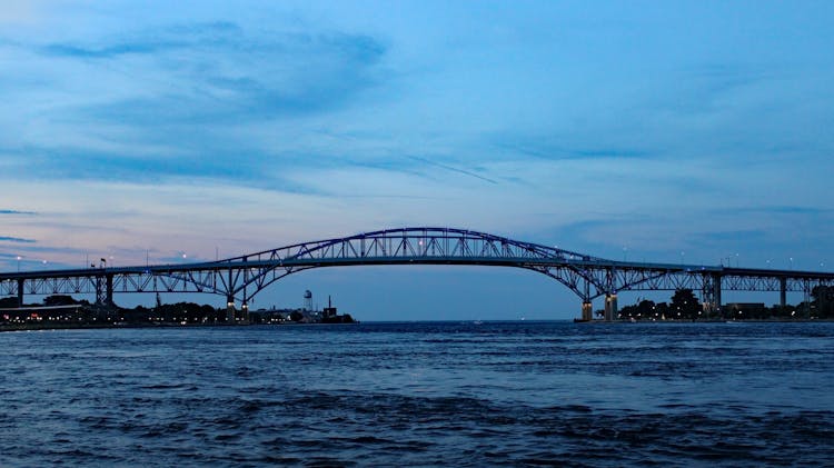 Gray Metal Bridge Over The Sea