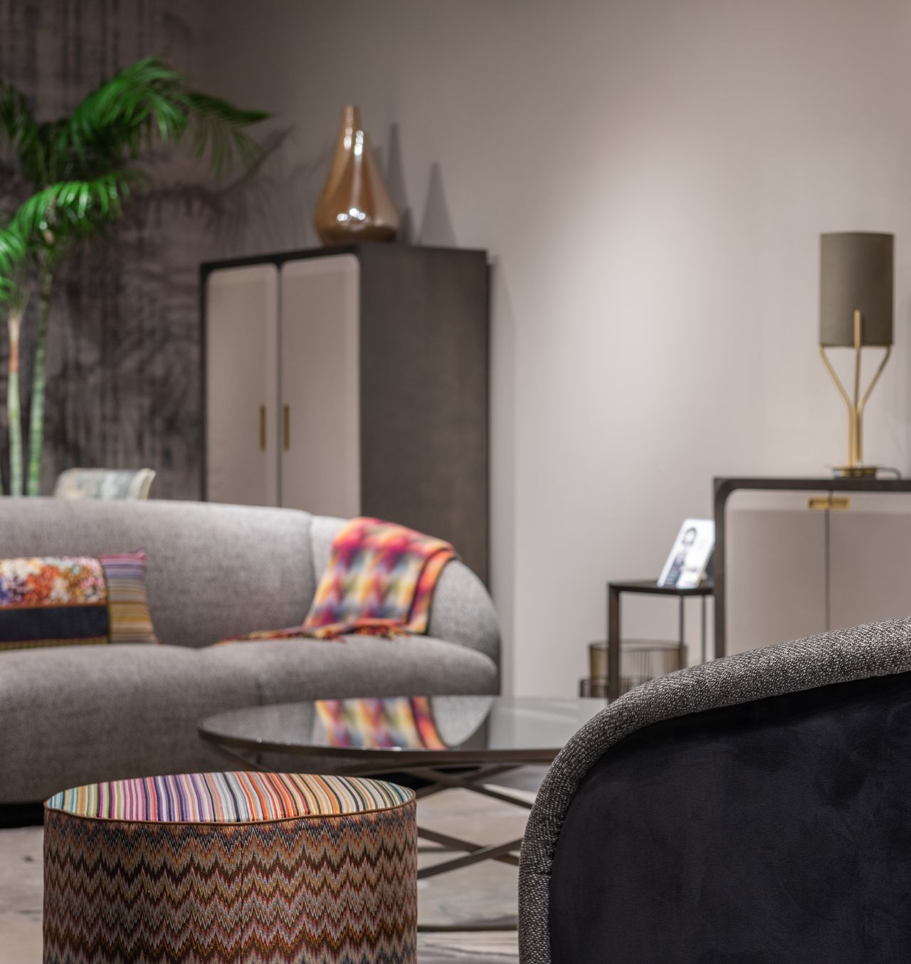 Colorful living room with green plants
