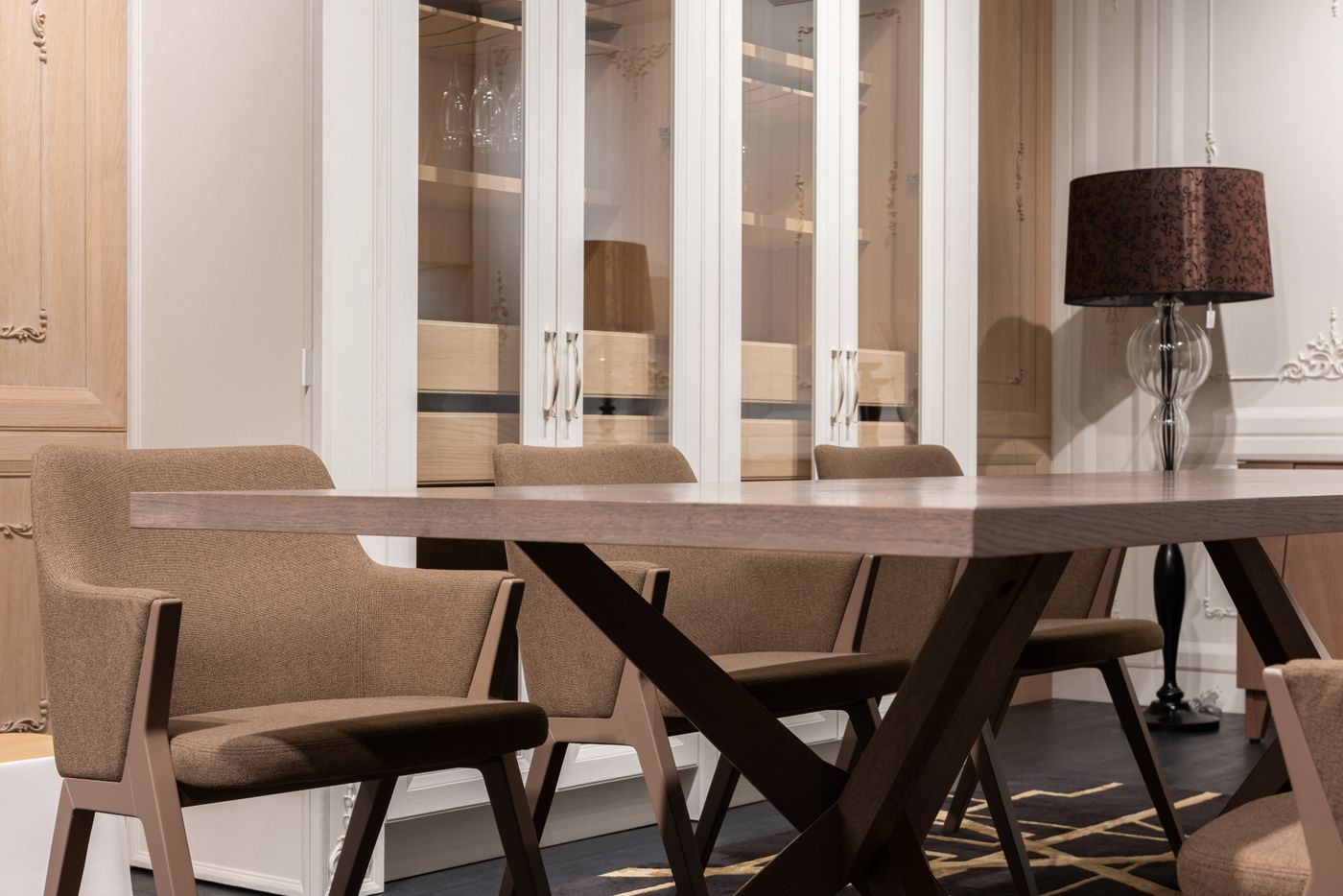 Modern dining table chairs and storage furniture