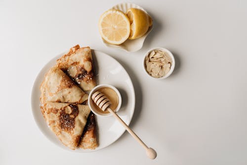 Crepes on White Ceramic Plate