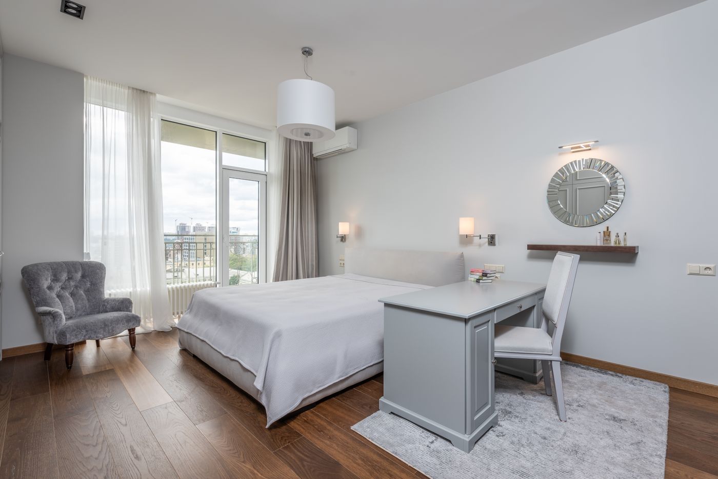 Bright elegant bedroom interior