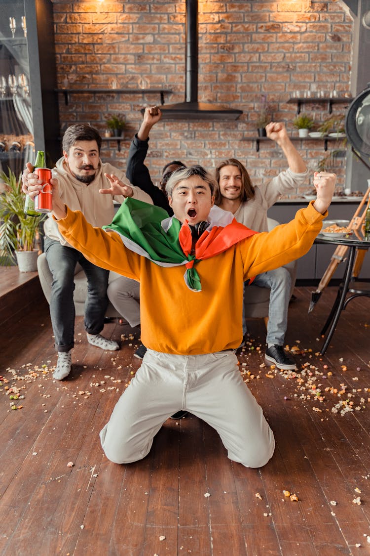 Excited Men Cheering