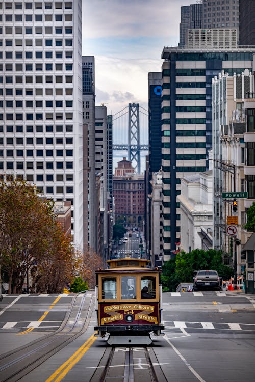 Free Cable Car on California Street Stock Photo