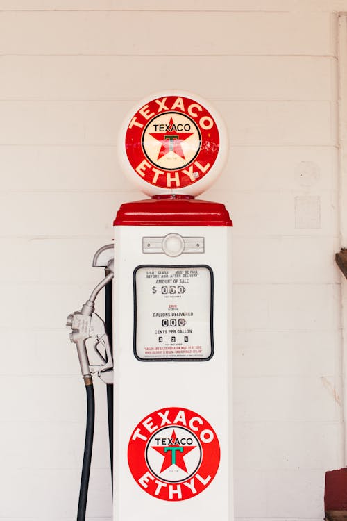 Vintage Red and White Gas Pump