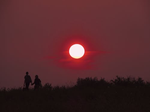 Free 2 Person Walking Hand in Hand during Sunset Stock Photo