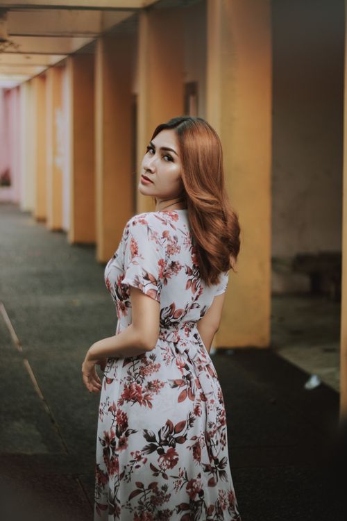A Woman in White Red Floral Dress · Free Stock Photo