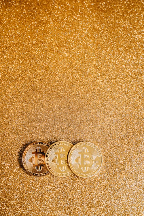 Bitcoins with a Glittery Background