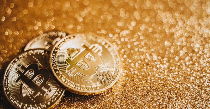 Abstract editorial data-visualization illustration in emerald-green, upward-flowing tones representing BTC and the broader cryptocurrency market — crypto scenario analysis.