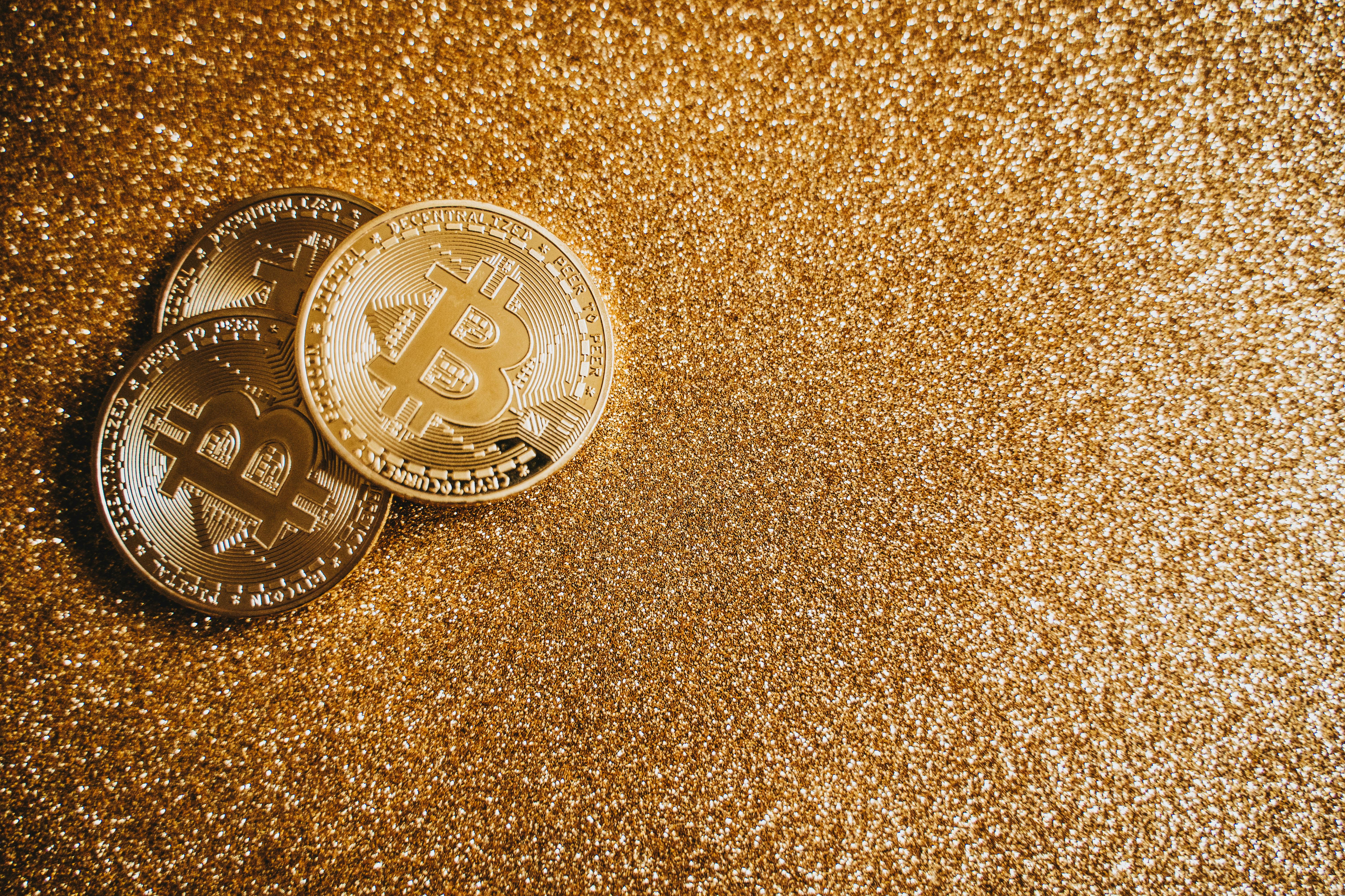 a close up of bitcoins