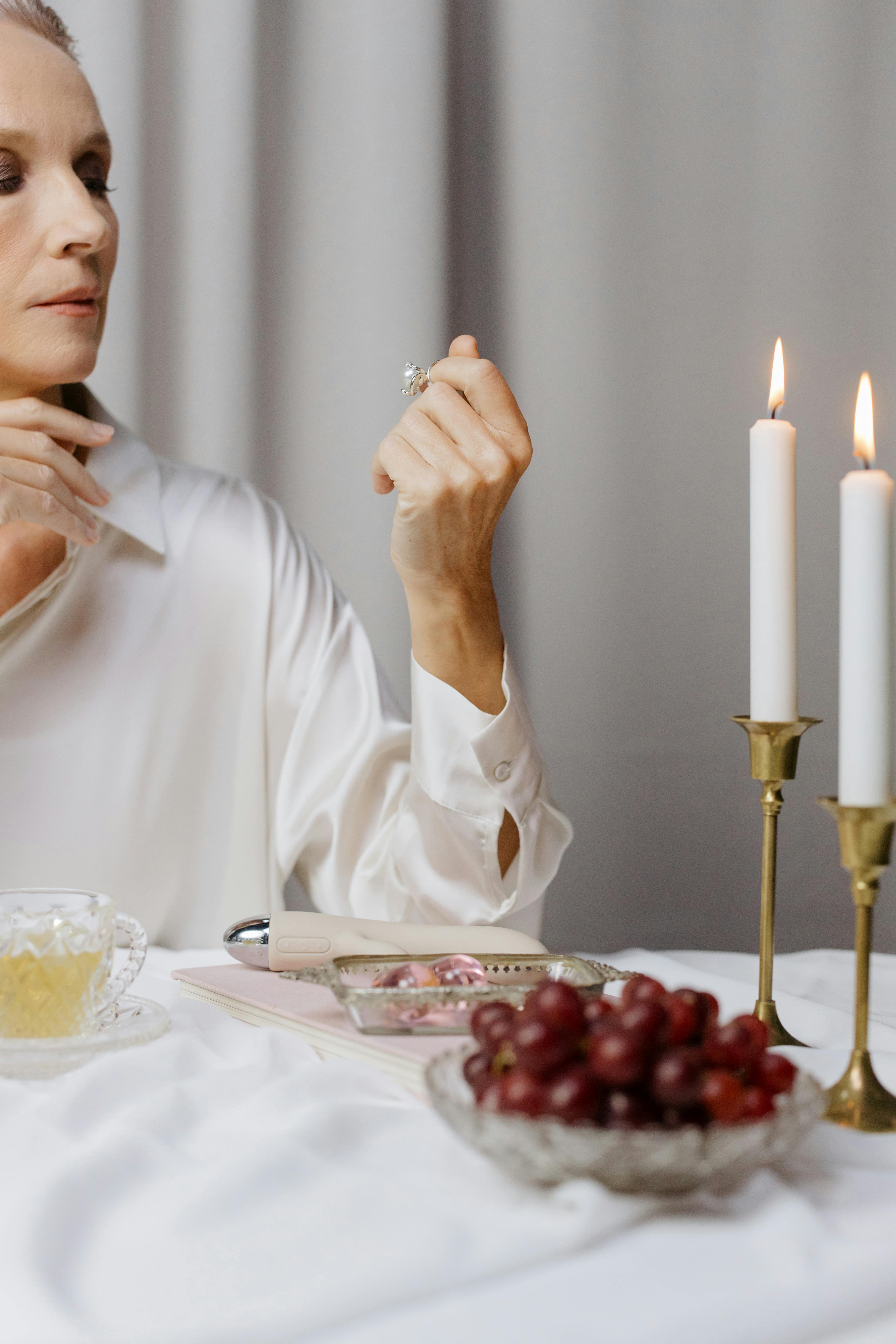 woman looking at her ring