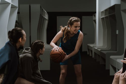 Basketball Player Talking to Teammates