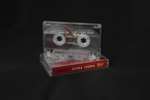 Cassette Tape on a Black Background 