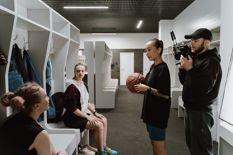 A Behind The Scenes Of An Interview Of Basketball Players