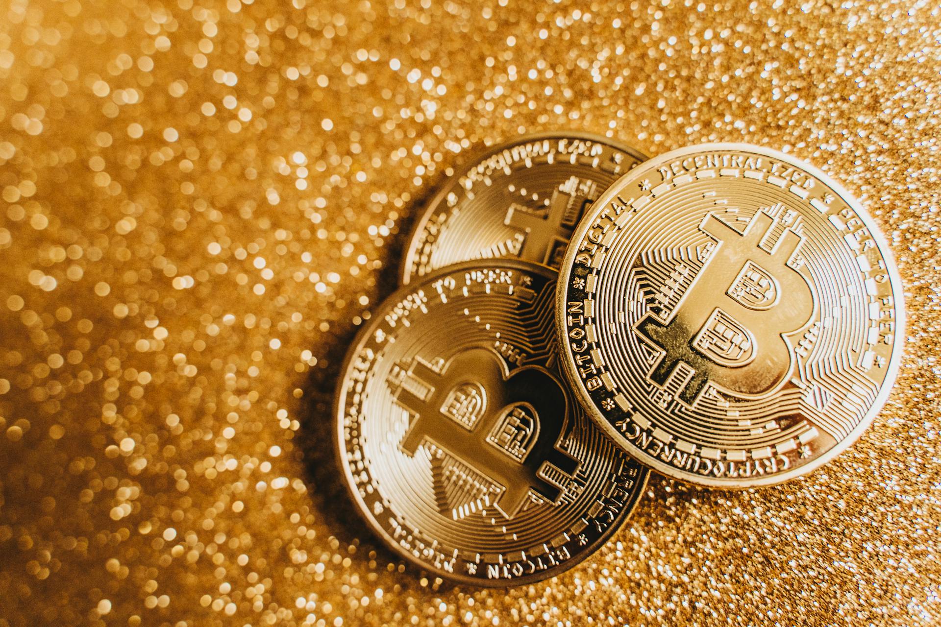 Bitcoins with a Glittery Background