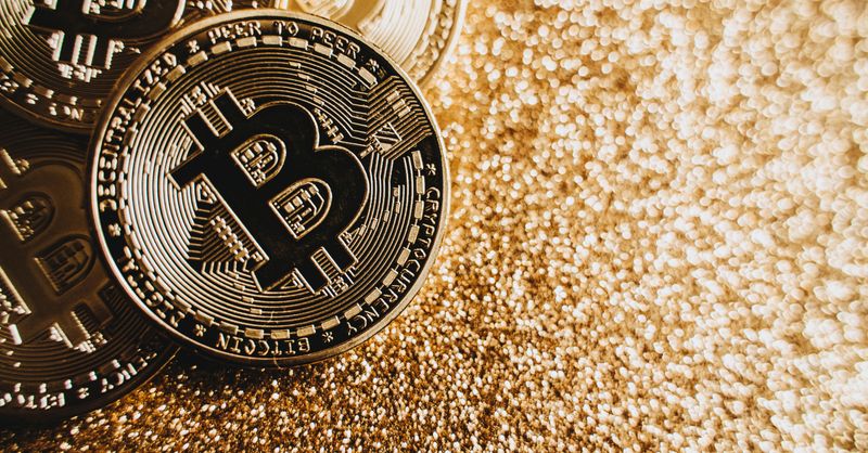 Abstract editorial data-visualization illustration in balanced, blue-toned tones representing BTC and the broader cryptocurrency market — crypto scenario analysis.