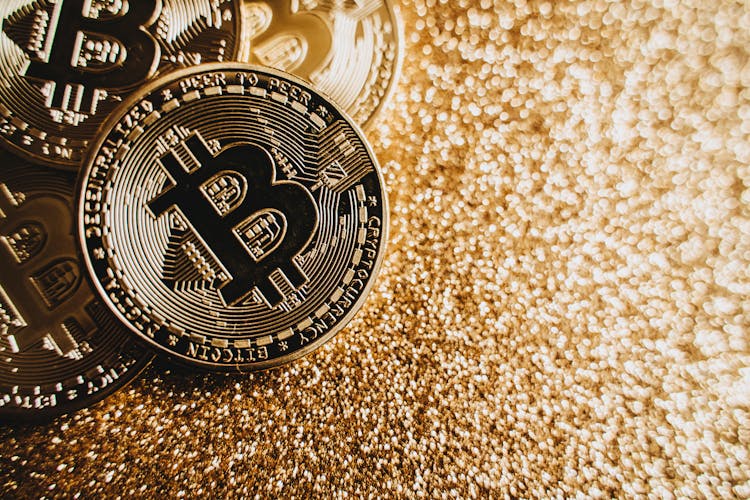 Bitcoins On Metallic Surface