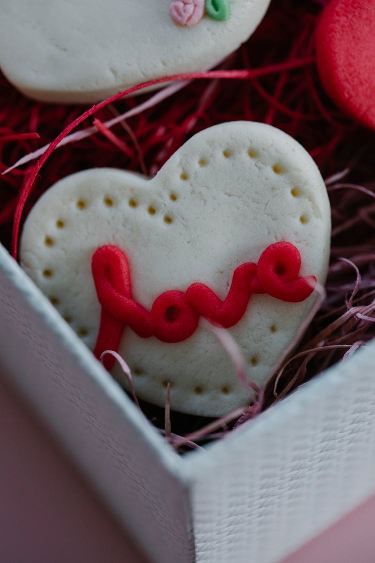 Heart Shaped Cookie With Love Inscription