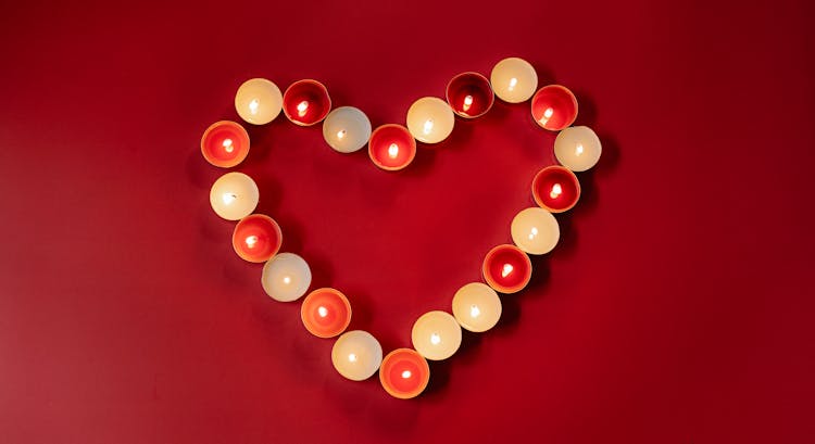 Colorful Heart Shaped Burning Candles