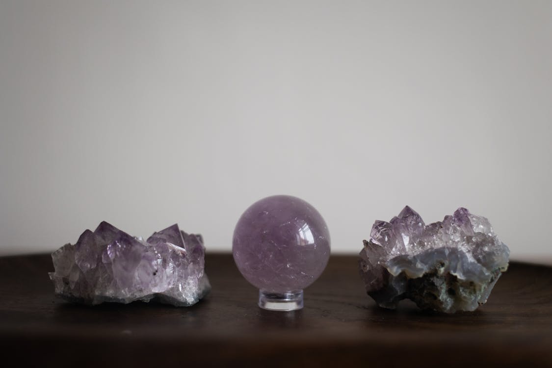 polished and raw amethyst