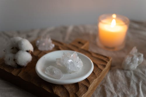 Free Crystals and Scented Candle Stock Photo