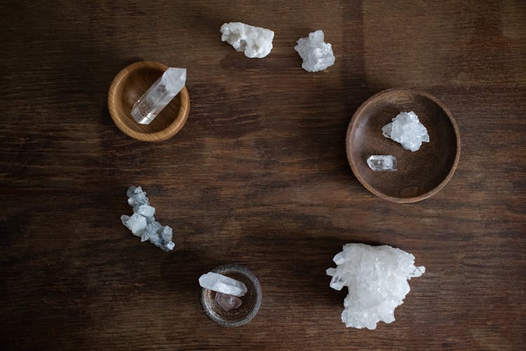 Flat Lay Shot Of Various Crystals