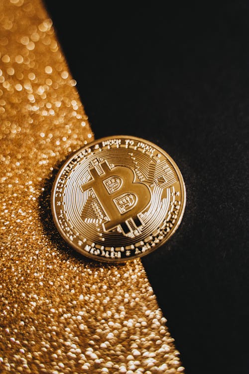 Close-Up Shot of Gold Bitcoin