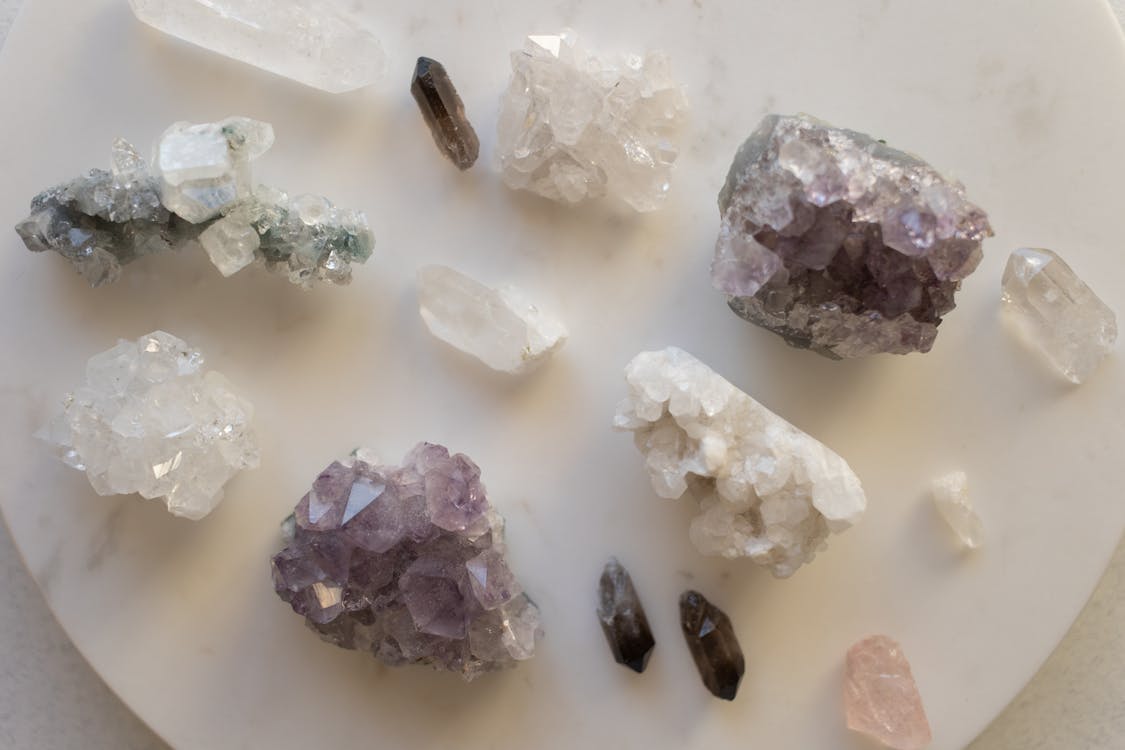 selenite and other amethysts