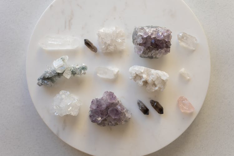 Flat Lay Shot Of Crystals And Minerals