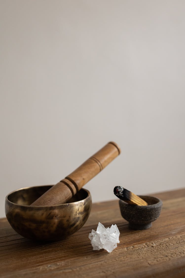 Close-up Of A Mortar And Palo Santo