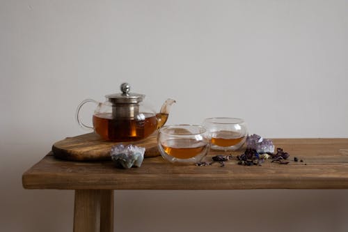 Fotobanka s bezplatnými fotkami na tému čaj, drevený stôl, kamene