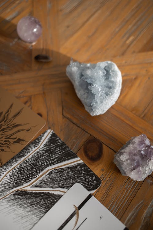 Crystals on a Wooden Surface