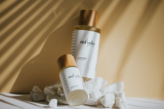 Elegant skincare products displayed with soft shadows on a neutral backdrop for a modern look.