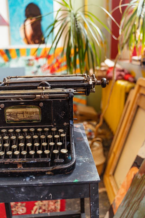 A Typewriter on a Wooden Table