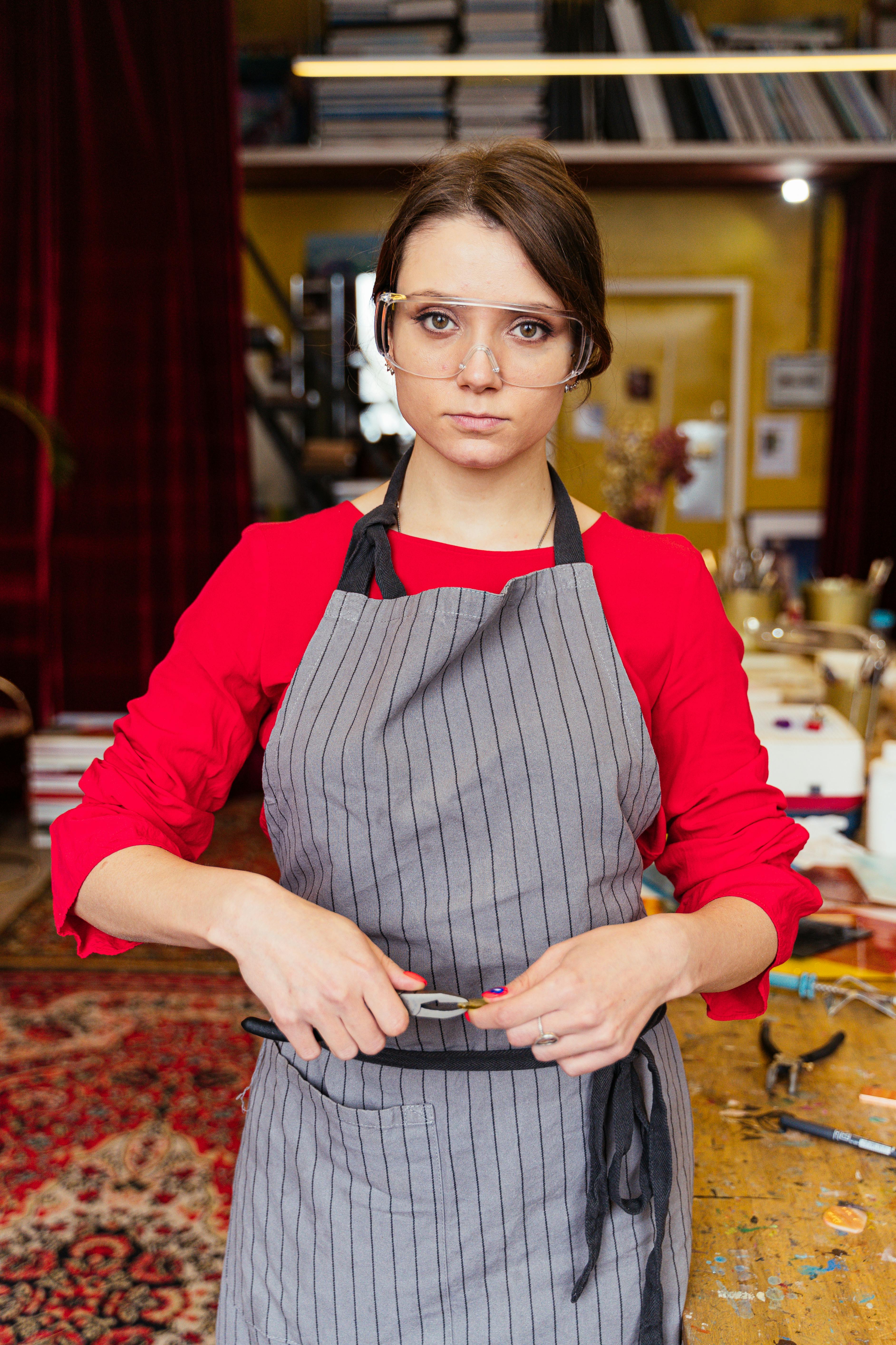 portrait of woman in workshop