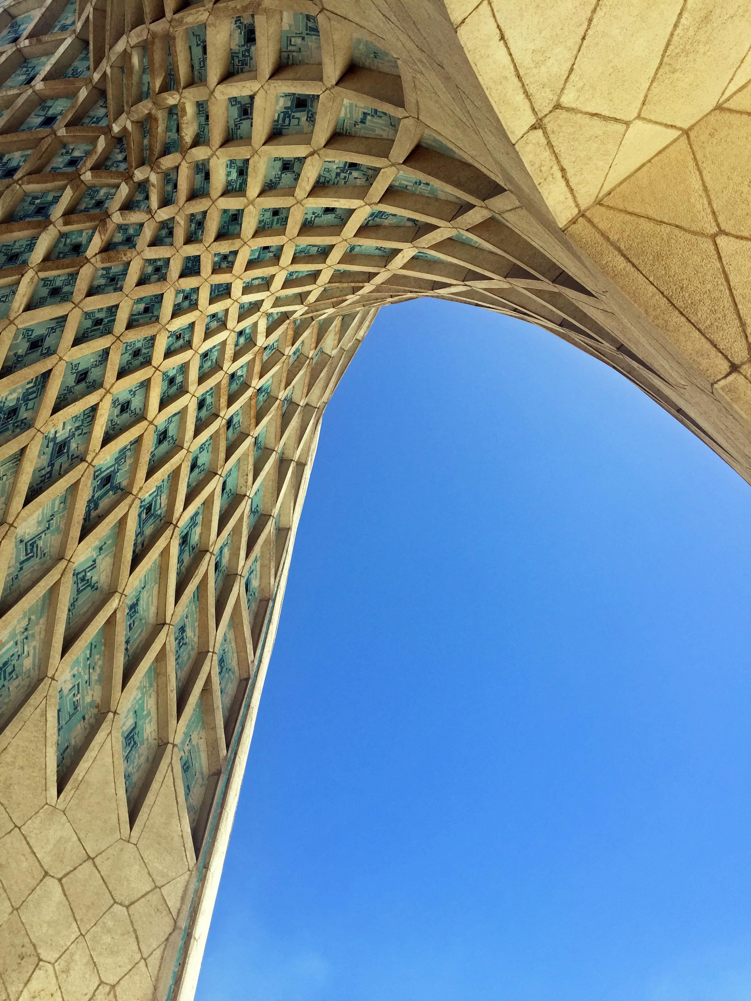 underside of the azadi tower in tehran iraq