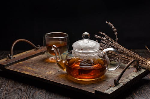 Free Teapot on a Wooden Tray Stock Photo
