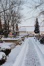Snow Covered Cemetery