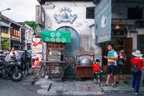 Food Stalls on the Street in a Town