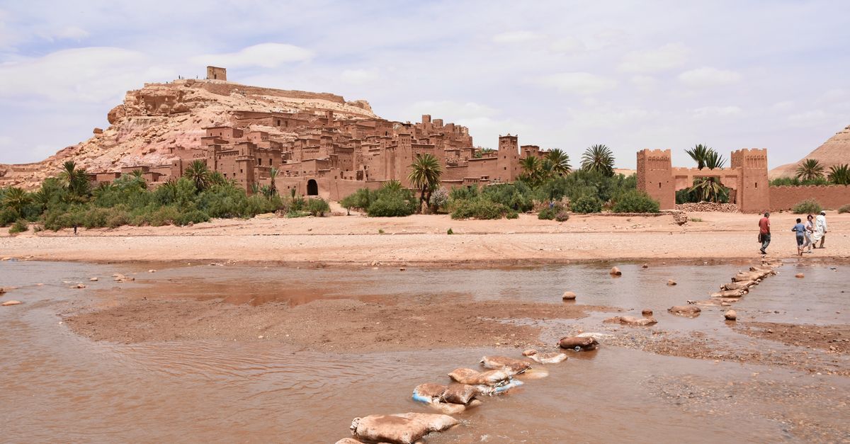Ancient Ait Ben Haddou kasbah, a UNESCO World Heritage fortified village visited on the 2 days to Zagora desert tour from Marrakech