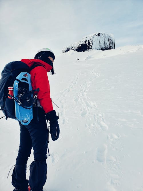 Person Standing on Snow Covered Ground