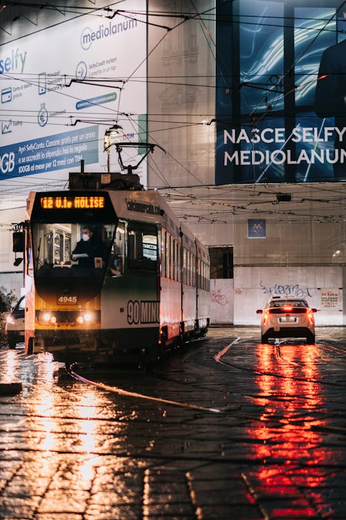 View of a Tram in a City