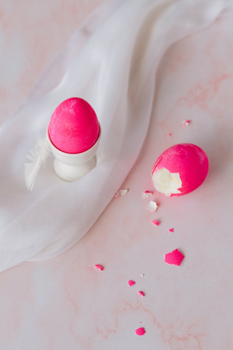 Pink Eggs On White Surface