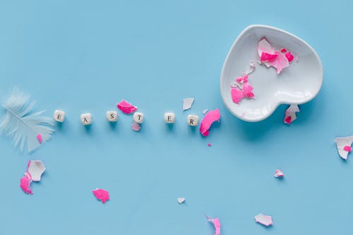 White Letter Blocks on Blue Background