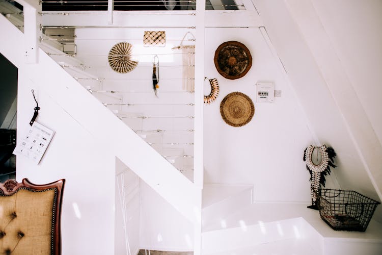 Staircase And Decor On Wall Inside A House