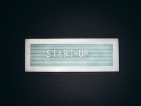 Close-up of a start-up sign with copy space, symbolizing business and innovation.